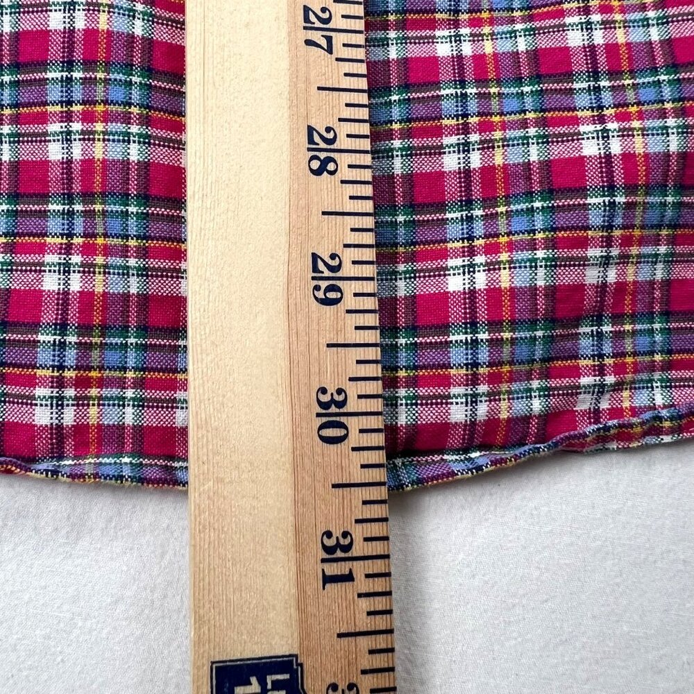 Ralph Lauren Plaid Button-Down Shirt L/G 100% Cotton Red/Green/Blue Flesh Pony - Picture 8 of 8